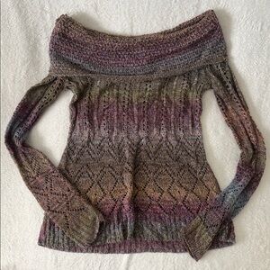 Multicolor Off-Shoulder Knit Sweater